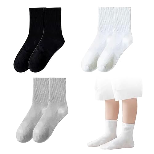 Ximinwzm 3 Pcs Seamless Kids Socks, Girls Crew Sockss, Baby Socksey Non-Slip, Cotton Socks Breathable Outdoor for Boys & Girls