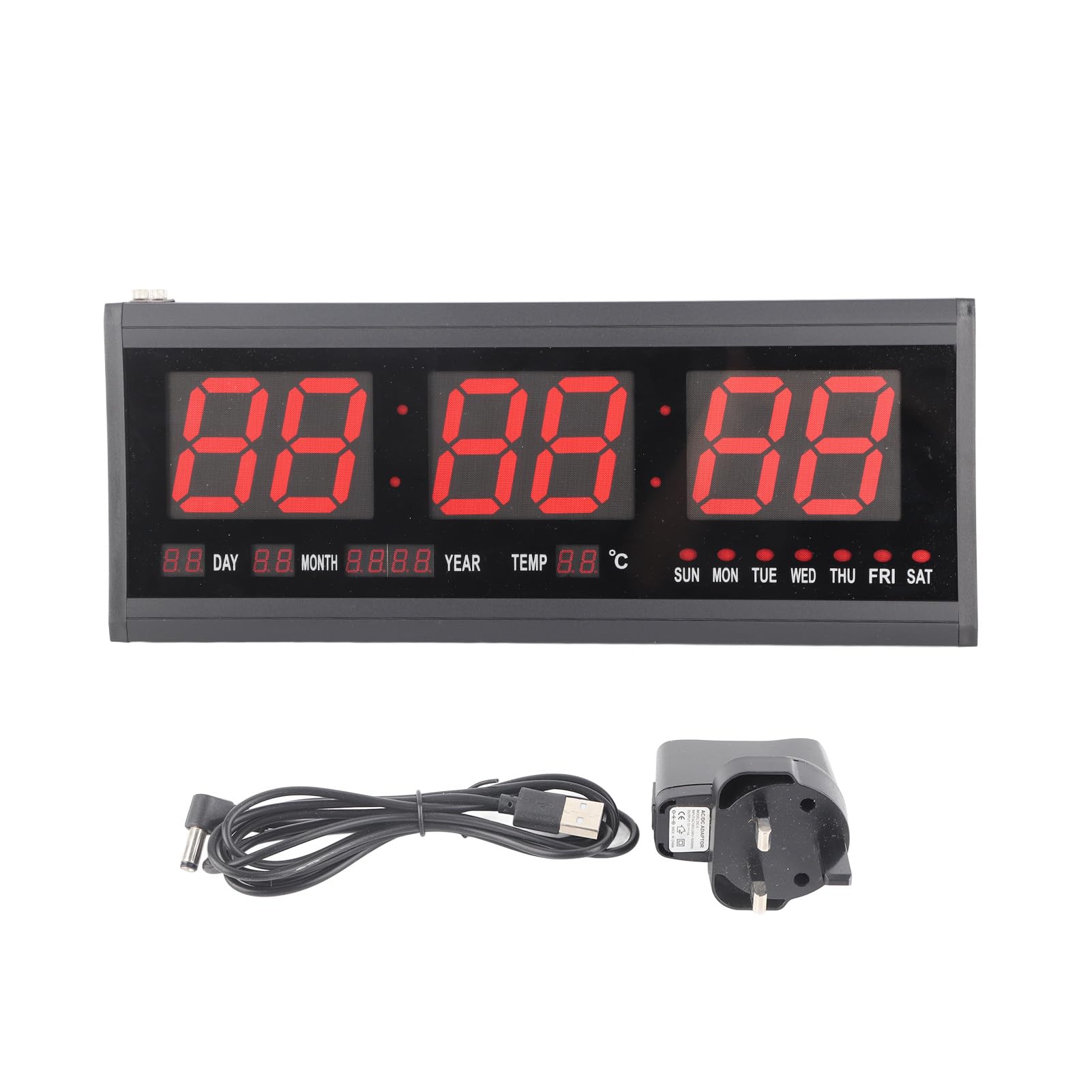 LED Wall Timer Large Digital LED Wall Clock Bright and High Contrast Display Large LED Timer Clock with Temperature and Date Display