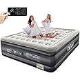 OhGeni Cal King Air Mattress with Built-in Pump for Guest, 18" Tall Inflatable Blow Up Air Bed with Carrying Bag for Camping, Raised Elevated High Airbed, Foldable & Portable Colchon inflables, Black