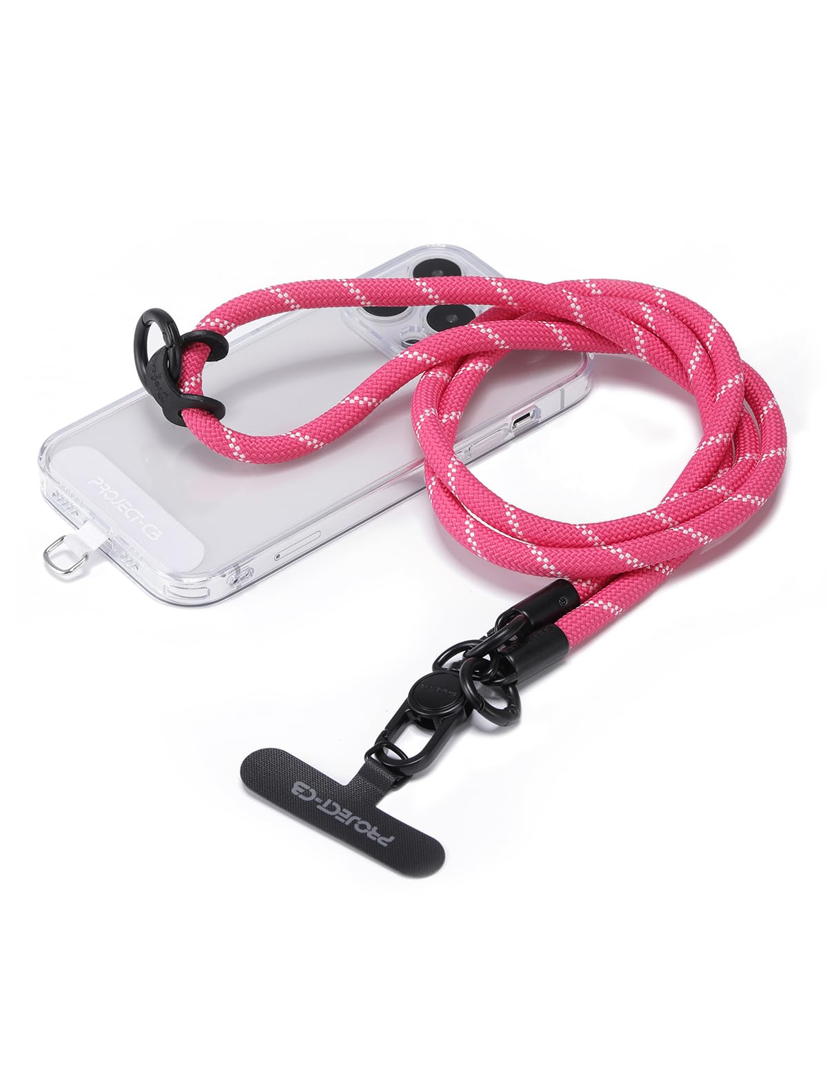 project-cb Phone Lanyard×1,Phone Tether Tab×2, Crossbody Cell Phone Lanyard,Rope Lanyard,Universal Adjustable Phone Strap(Magenta)