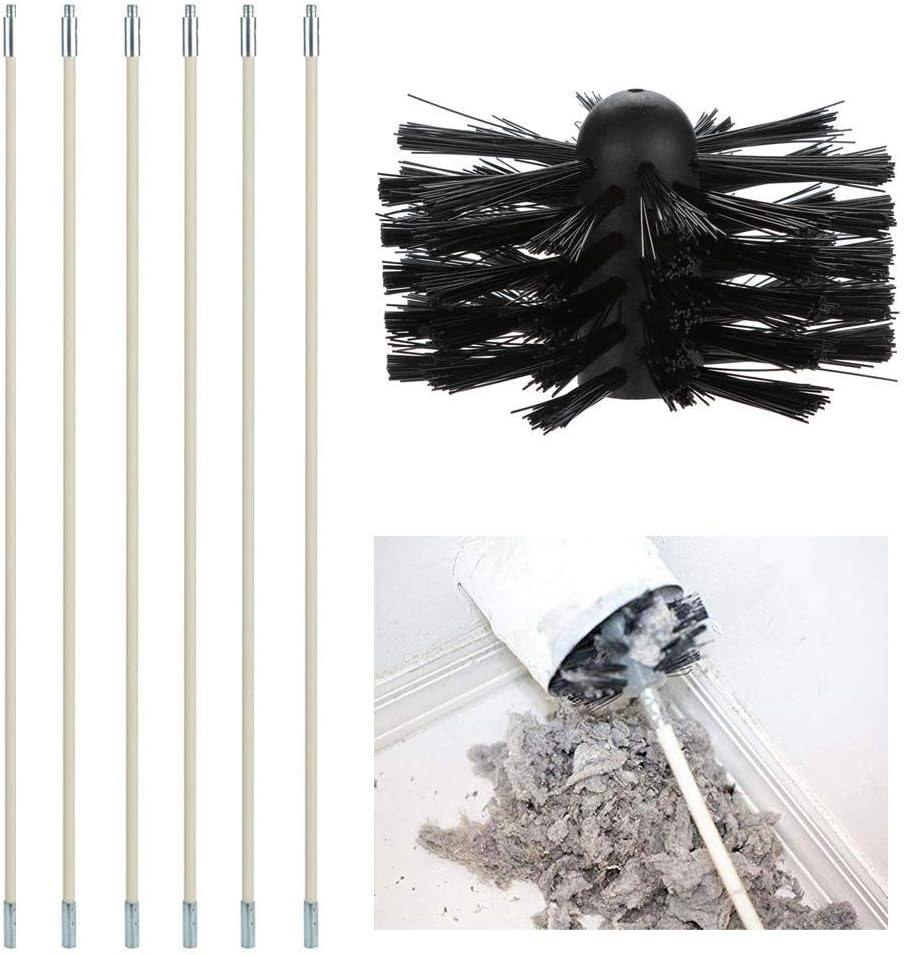 NANANA Chimney Sweep Kit, Chimney Cleaning Brush Kit, Bendable Chimney Pipe Cleaner Brush Boiler Dryer Sweep Cleaning Tools to Clean, Oil-smoke Machine, Dryer, Boiler,multi-size,12Pole