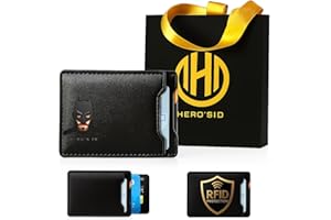 HERO'S ID Leather Bat Wallet - Personalized wallet Man Woman, Superhero Mask - Slim Card Holder, Bat ID Heroic wallet- Unique Holiday Gift Birthday, Anniversary, for Dad, Husband, Boyfriend, Wife, Father's day