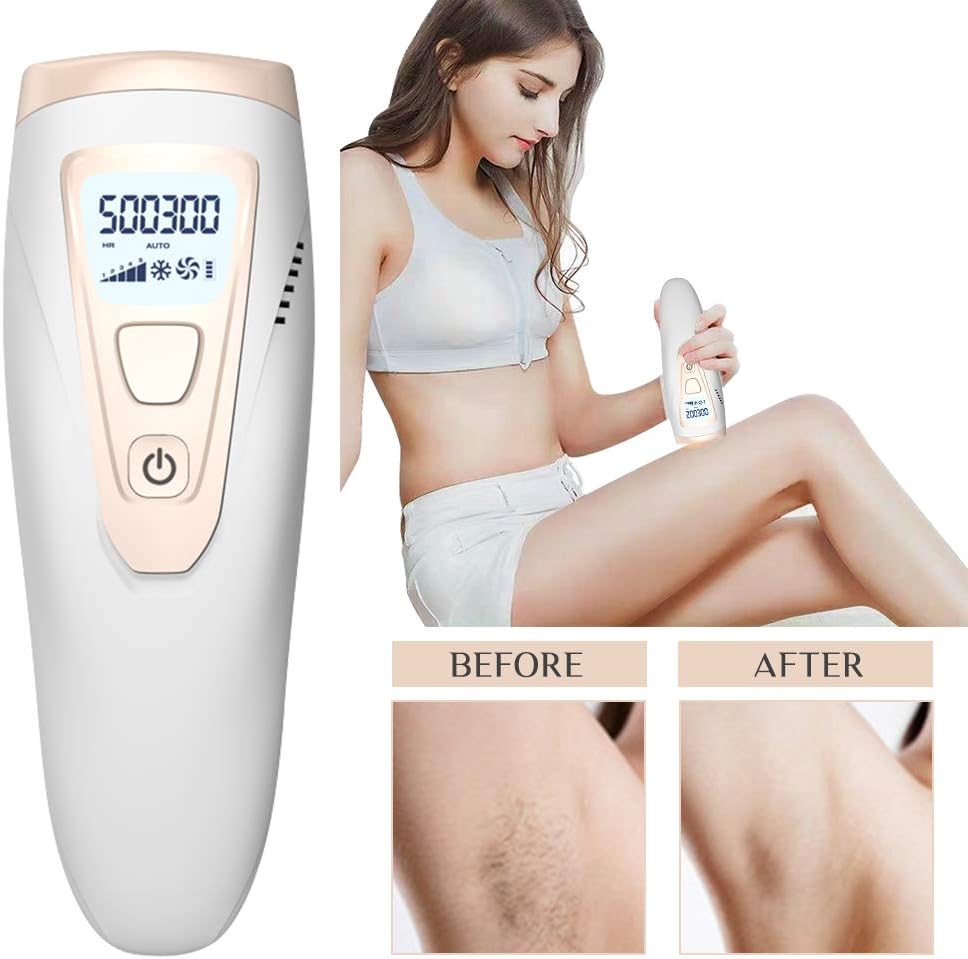 Permanent Hair Removal,Painless IPL & ICE Cool Integrated 500,000 Flashes Epilator Hair Removal,Cooling Care and Skin Rejuvenation,Permanent Hair Removal for Women & Man Whole Body and Face Home Use