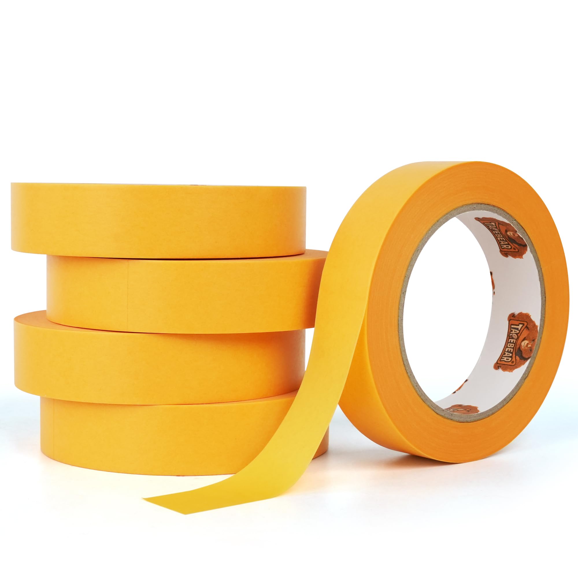 TAPEBEAR Goldband Klebeband Profi Malerkrepp 25mm x 50m, 5x Malerband Maler Abklebeband Gold Washi-Papier Selbstklebend für Innen Malerarbeiten, Lackieren und Renovierungen