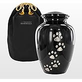 Trupoint Memorials Small Pet Urn for Dogs and Cats Ashes, Paws Print Black Cremation Urns for Pets up to 17 lbs