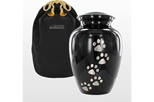 Trupoint Memorials Small Pet Urn for Dogs and Cats Ashes, Paws Print Black Cremation Urns for Pets up to 17 lbs
