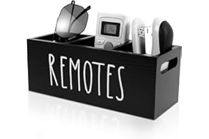GLMFAN Remote Control Holder, 3 Compartments TV Remote Holder, Remote Organizer Caddy for Table Nightstand, Wooden Bedside Re