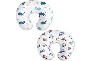 lumono Nursing Pillow Cover, 2 Pack Breast Feeding Pillow Cover Fit Standard Nursing Pillows, Soft Removable Covers Slipcover