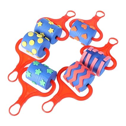 bulinglu Star Heart Schwamm Roller Malpinsel Kinder Zeichnen Graffiti Supplies Lernspielzeug