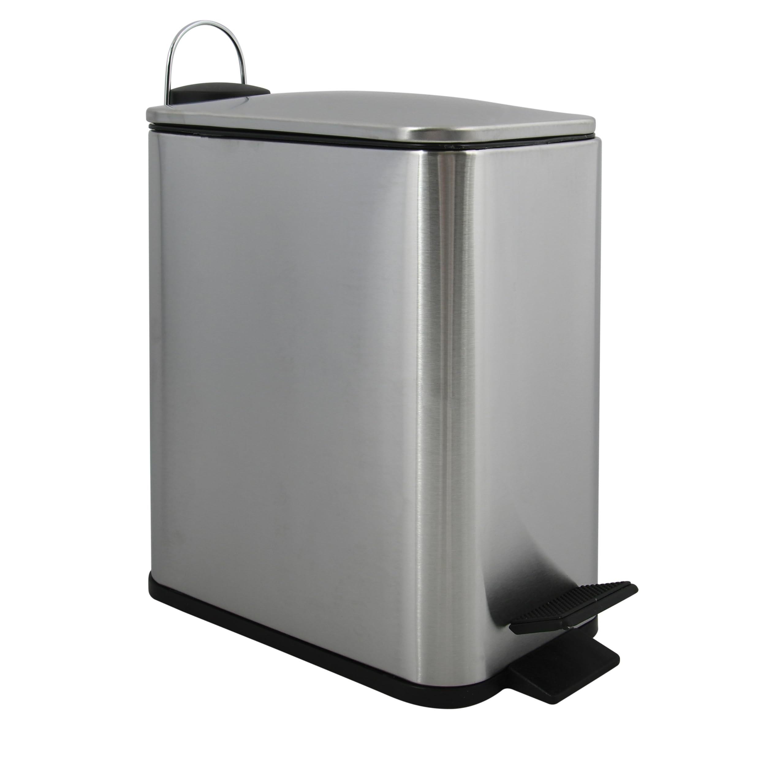 Spirella Cosmetic Bin 5 Litres Stainless Steel with Soft Close Mechanism and Inner Bucket Erik Bathroom Rubbish Bin Soft Close Rubbish Bin Silver