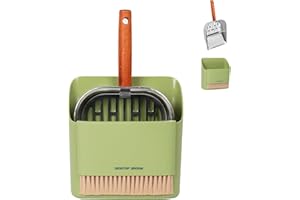 Cat Litter Scoop with Holder - Metal Litter Scoop Portable Broom and Dustpan Set, Stainless Steel Kitty Poop Scooper with Coa
