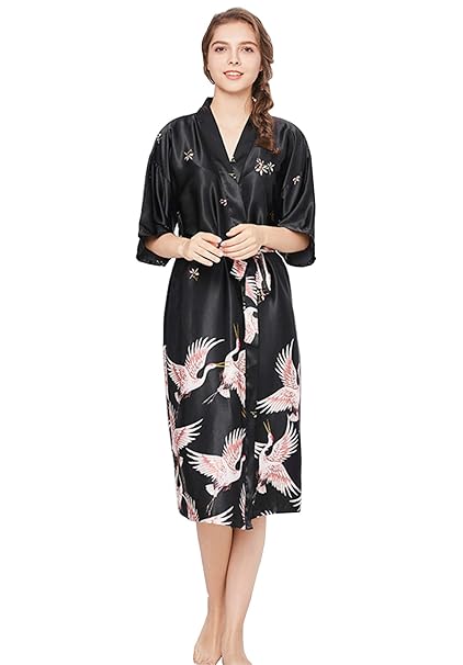 Aries Tuttle Women S Smooth Silk Crane Pattern Chinese Style