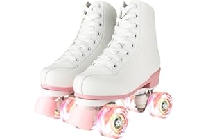 Roller Skates for Women and Men PU Leather High-top Adult Roller Derby Skate Wheels Light Up Roller Skate Four-Wheel Shiny Ro