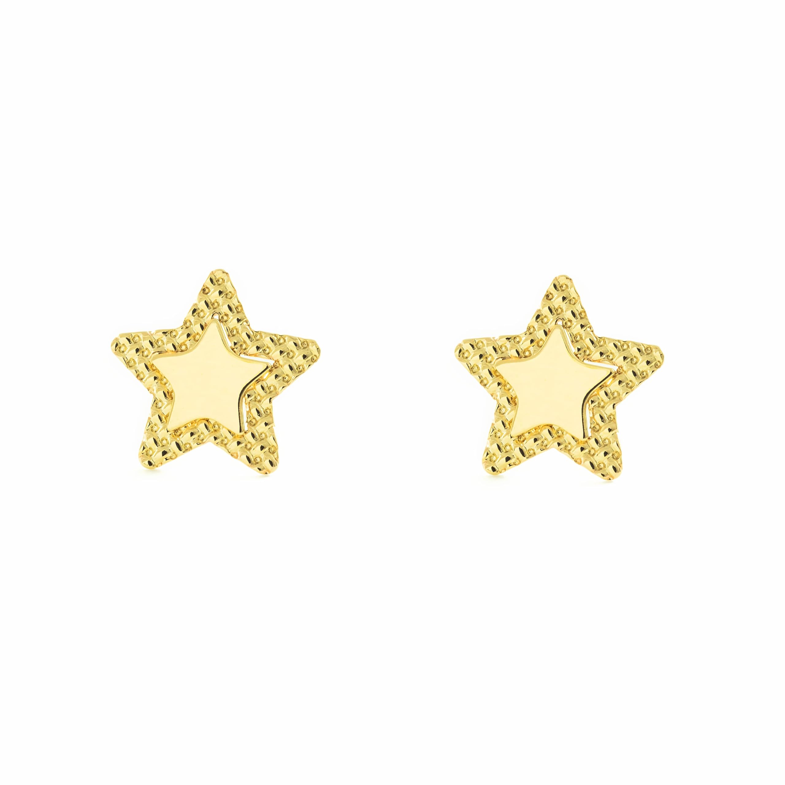 Mondepetit - 9ct Yellow Gold Star Earrings shine