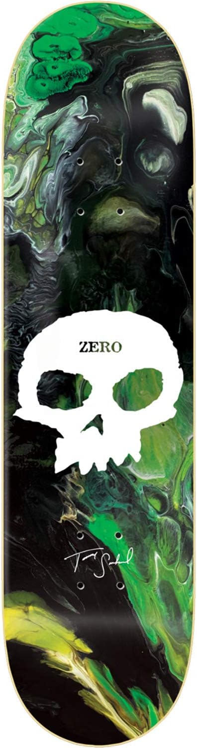 Zero Skateboards Tommy Sandoval Single Skull Black/Green Swirl Skateboard Deck - 8.25" x 31.9"