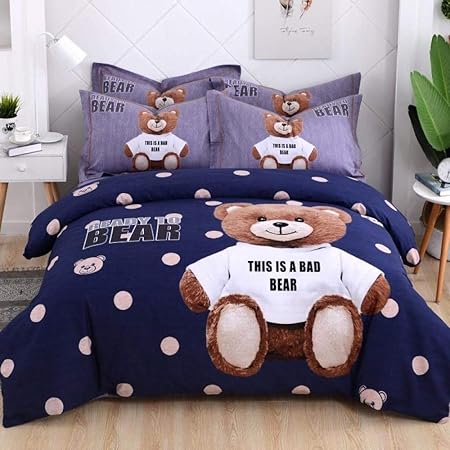 yaonuli Lijado ecológico de algodón Engrosado Cuatro Juegos de Marea niños Cama de 1,5 Metros [Funda de edredón 200 * 230 sábanas 245 * 250 Funda de Almohada 48 * 74 * 2]: Amazon.es: Hogar