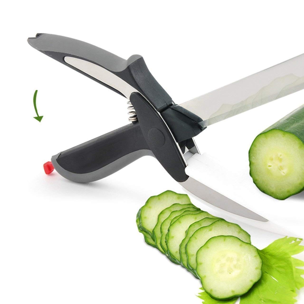 Food Chopper,Stainless Steel Knife and Cutting Board 2 in 1, Quick and Easy Cutting in Your Kitchen as Food shears, Food Scissors, Vegetable Slicer, Fruit Cutter
