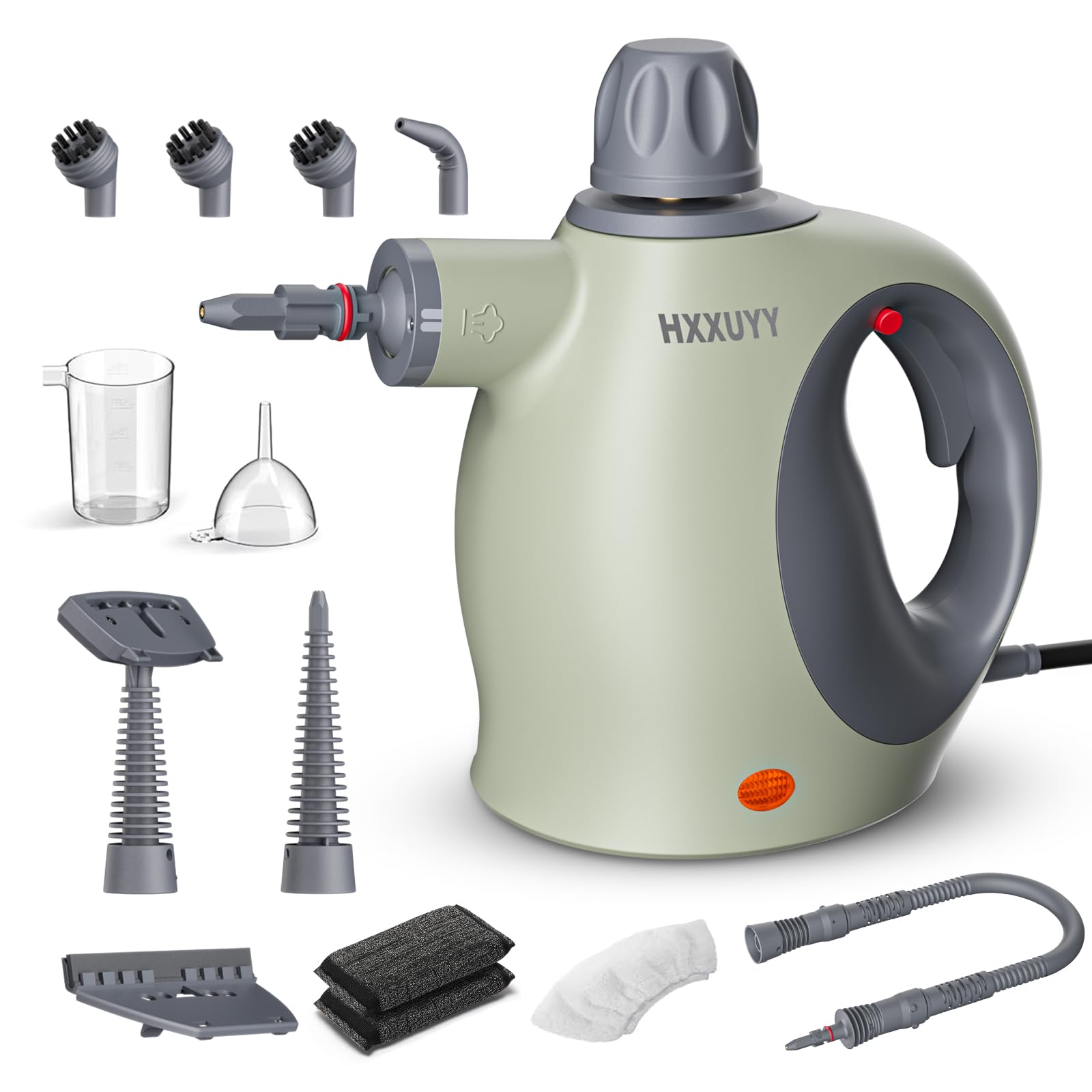 Multi-Surface Handheld Pressurized Steam Cleaner with 13 PCS Accessory ，Portable Steamer for Cleaning, Multipurpose Steam Cleaner for Home/Car/Bathroom/Grease/Upholstery/Floor/Grout and More (Green)