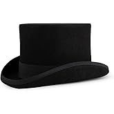 Punctualgood Wool Felt Top Hat Victorian Mad Hatter 6" Magic Hat Gentlemen Performing Jazz Caps Rock Hat for Men Women Gift