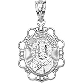 Saint Collection Sterling Silver St. Nectarios of Aegina Oval Medal Protection Charm Pendant