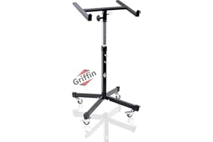 Griffin Rolling Studio Mixer Stand DJ Cart (MobileTILT Series) – Standing Rack On Casters with Adjustable Height – Portable Mount Turntable Holder For Digital Drum Machine, Mixing Audio Music Gear