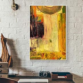 Floating Framed Canvas Wall Art for Living Room, Bedroom Golden Abstract Oil Painting Canvas Prints for Home Decoration Ready to Hang - 16x24 inches