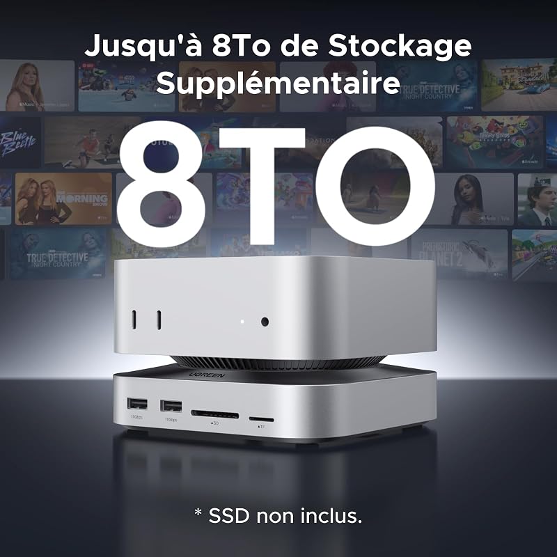 Docking Station USB C et Support pour Mac Mini M4,M4 Pro,M5 Pro,M6
