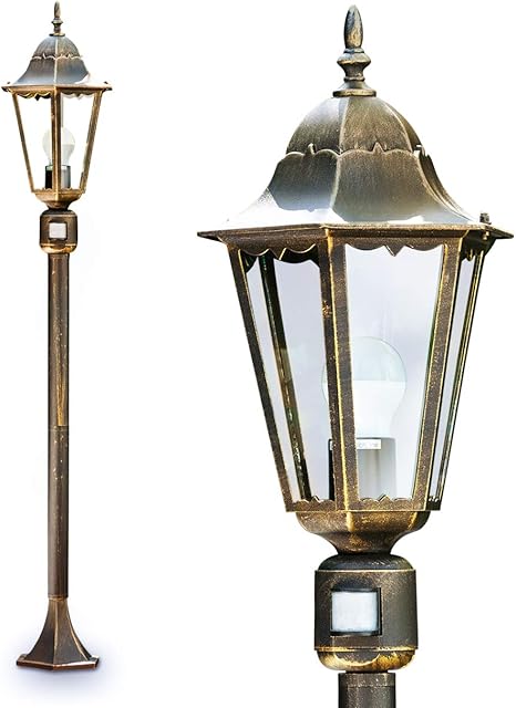 Kandelaber Wege Lampen Aussen Steh Leuchte Stehlampe gold-schwarz-braun