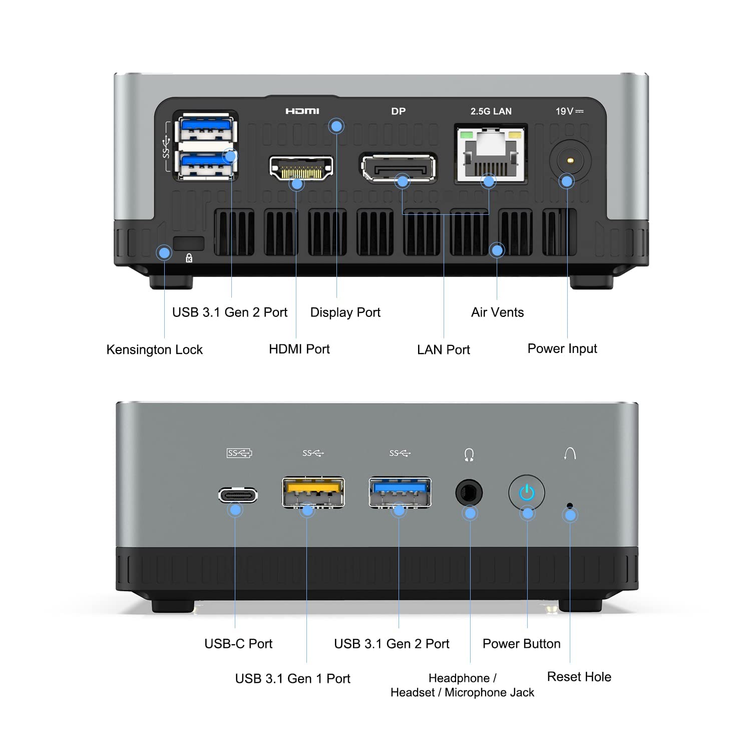MINISFORUM DeskMini UM700 Mini PC AMD Ryzen 7 3750H Small PC, 16GB RAM+512GB PCIe SSD, HDMI/DP/USB-C 4K@60Hz Outputs, 2.5G LAN, 4xUSB Port Radeon RX Vega 10 Graphics Small Form Factor