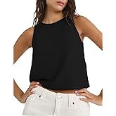 IDEALSANXUN Womens Linen Tank Tops Spring Summer Cute Crewneck Sleeveless Shirts