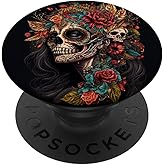 Sugar Skull Floral, DÃa de los Muertos, Flowers Sugarskull PopSockets Standard PopGrip