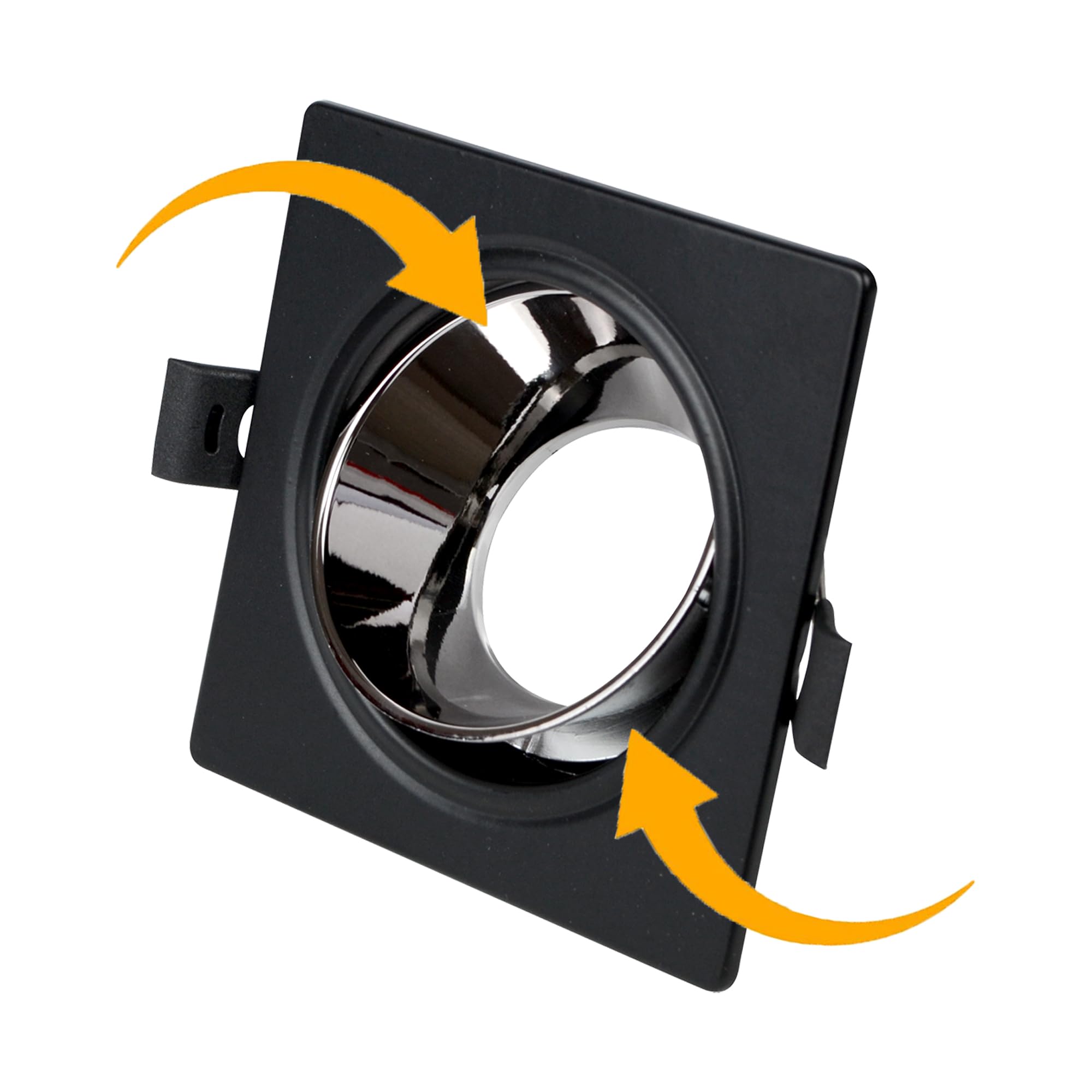 Chrome Black Indoor Ceiling Lights - Single Boxed Downlights - 30° Tilt Adjustable Downlight with GU10 Lights