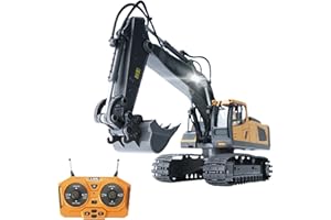 RC Excavator 1/20 2.4GHz 11CH RC Construction Truck Engineering Vehicles Educational Toys for Kids with Light Music QINQUAN