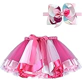 BGFKS LayeredTulle Rainbow Tutu Skirt for Newborn Baby Girls 1st Birthday Photography Outfit Sets.