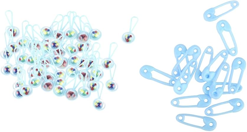 Amazon 安全ピン ミニ ピン 赤ちゃんラトル ガラガラ ベビーシャワー 好意 装飾 装飾 ギフト 洗礼 パーティー 女の子 男の子 ピンク ブルー 約50セット 青 3 7x1 3cmと3 5x1cm がらがら ラトル おもちゃ