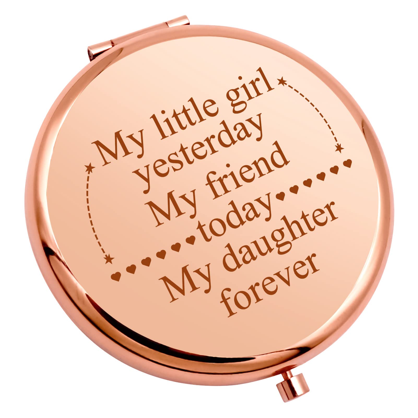 Gevody Daughter Gifts Compact Pocket Makeup Mirror Graduation Birthday Gifts for Daughter from Dad Mom Girls Wedding Presents Mother to My Girl Presents Christmas Valentine Folding Makeup Mirror