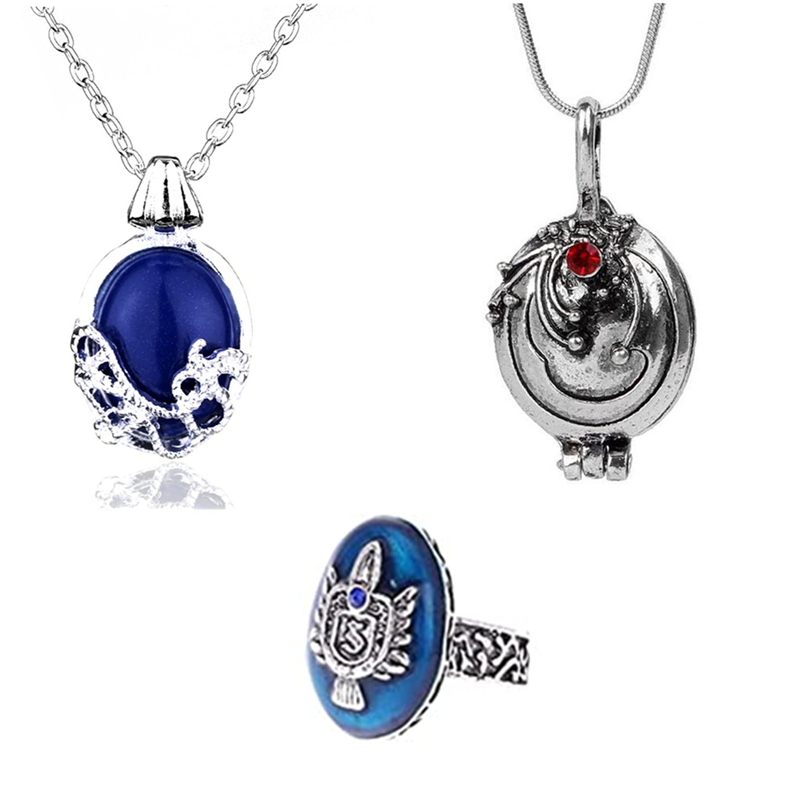 XHBTS Daywalking Katherine Necklace Pendant Charm Necklace-Royal Blue and Vampire Diaries Daylight Walking Signet Damon's Ring for Fans