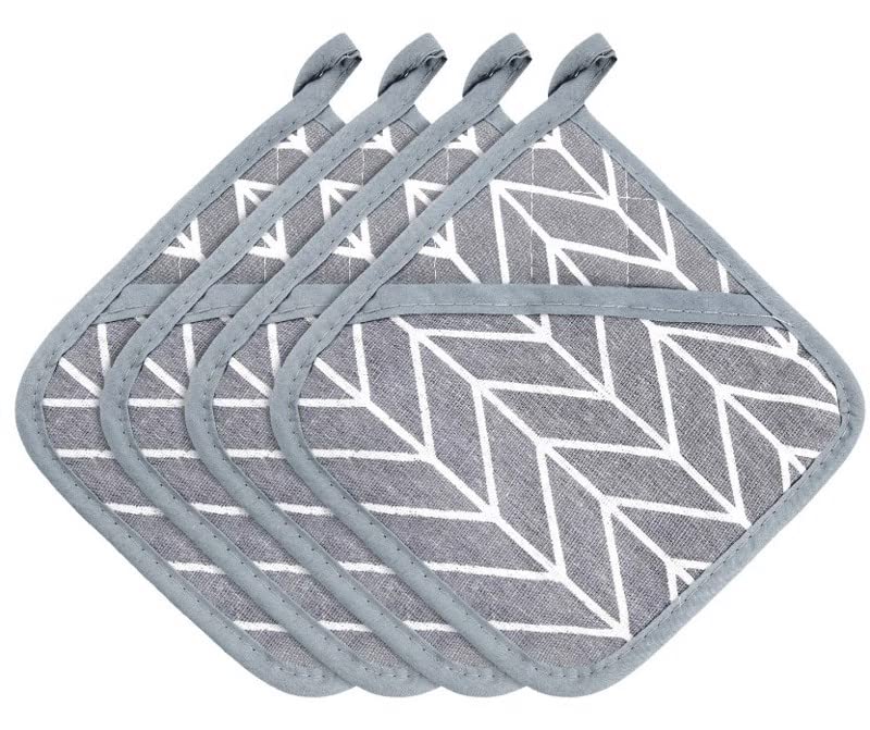 4PCS Kitchen Hot Pot Holder, Pot Holders Heat Resistant Pot Holder with Pocket Heat Resistant Oven Hands Oven Pads Heat Resistant Trivets for Hot Pans Cotton Pot Mitts for Kitchen Cooking Baking