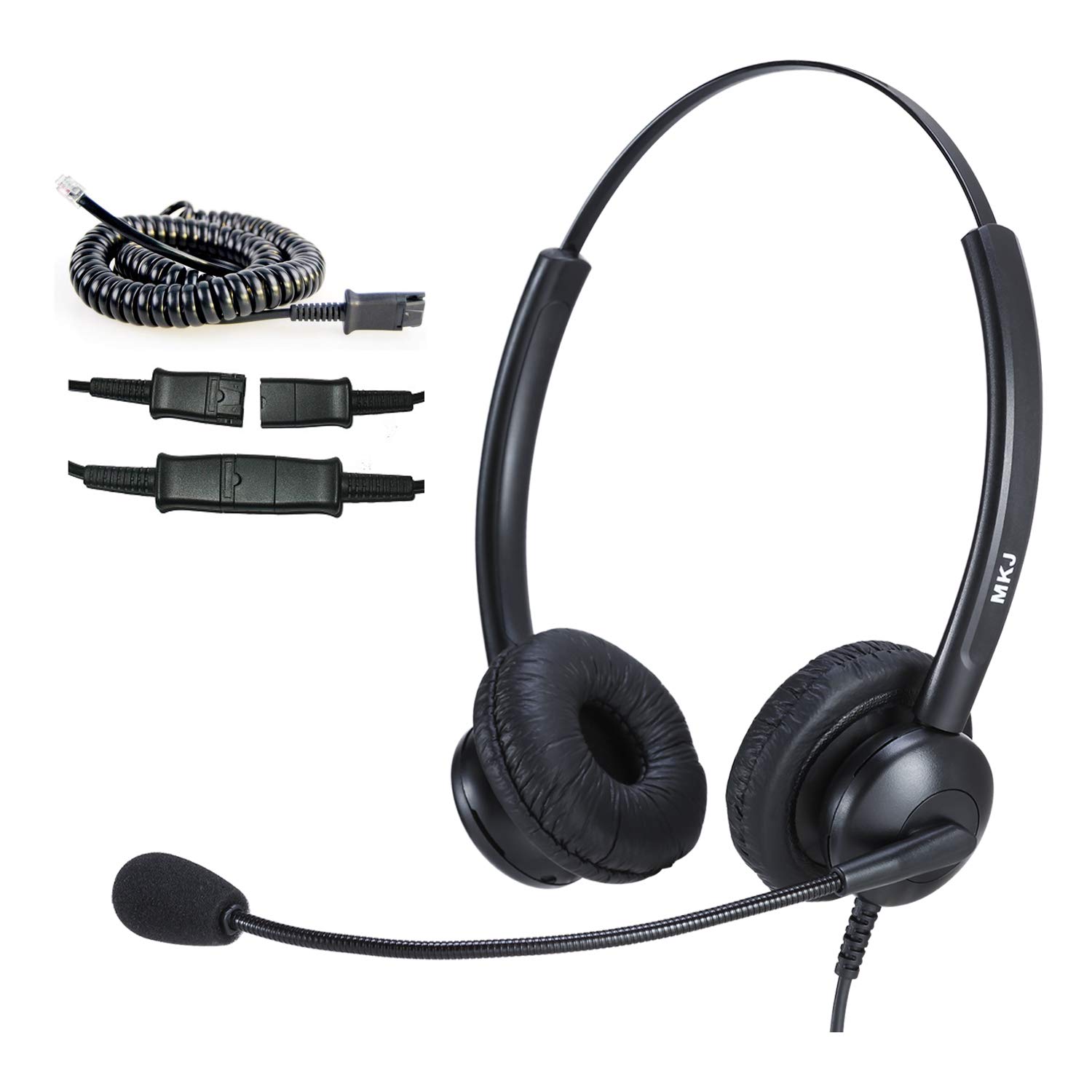 MKJ Telephone Headset with Microphone Noise Canceling, Wired Headphones for Office Phones, Compatible with Yea link T22P T26P 46G 48G Snom 320 Grand stream GXP-2170 Sangoma s705