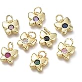 KitBeads 20pcs 18K Gold Plated Butterlfy Charms Crystal Butterfly Charms Cubic Zirconia Charms for Jewelry Making Necklace