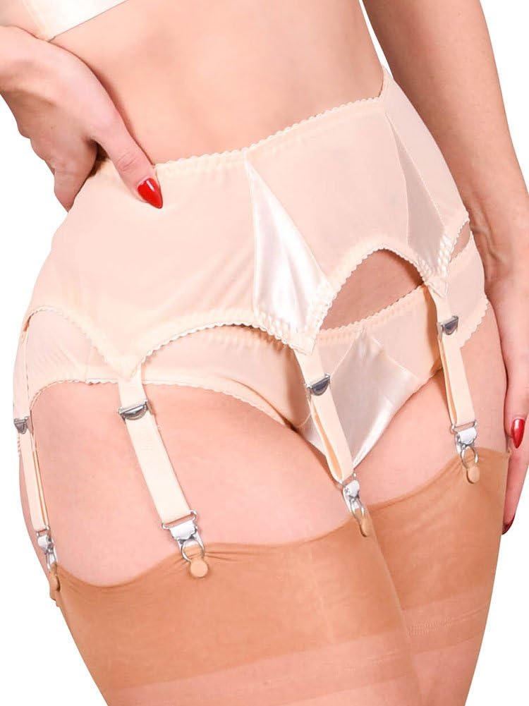Garter Belt 6 Strap Peach Satin Harlow