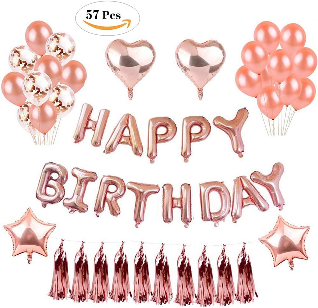 DreamJ Happy Mother's Day Balloons Rose Gold Balloons Banner Aluminum Foil Balloons Party Decorations Confetti Balloons for Mother's Day Party (Roes Gold)