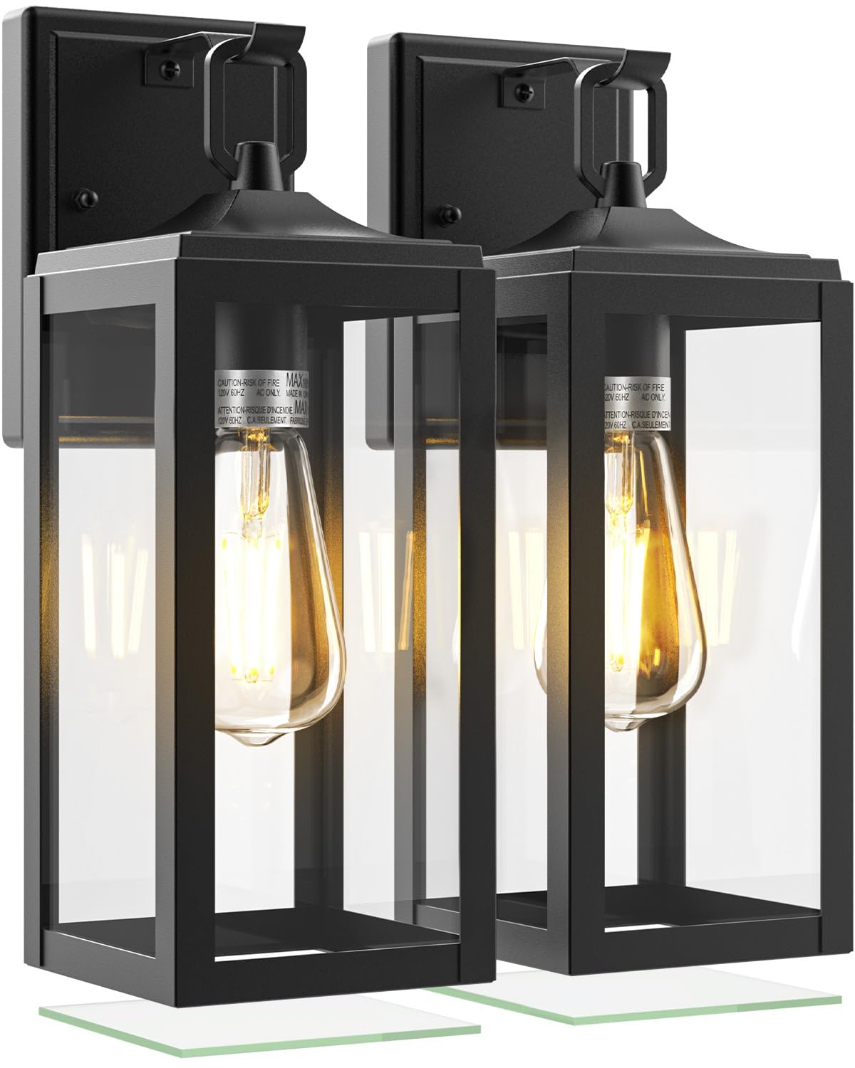 Photo 1 of Colemoly Outdoor Light Fixture 2 Pack Outdoor Wall Lights Waterproof Porch Lights Outdoor, Black Exterior Lighting Fixtures, Removable Glass on Bottom, E26 Socket Wall Mount Lighting for Patio Garage