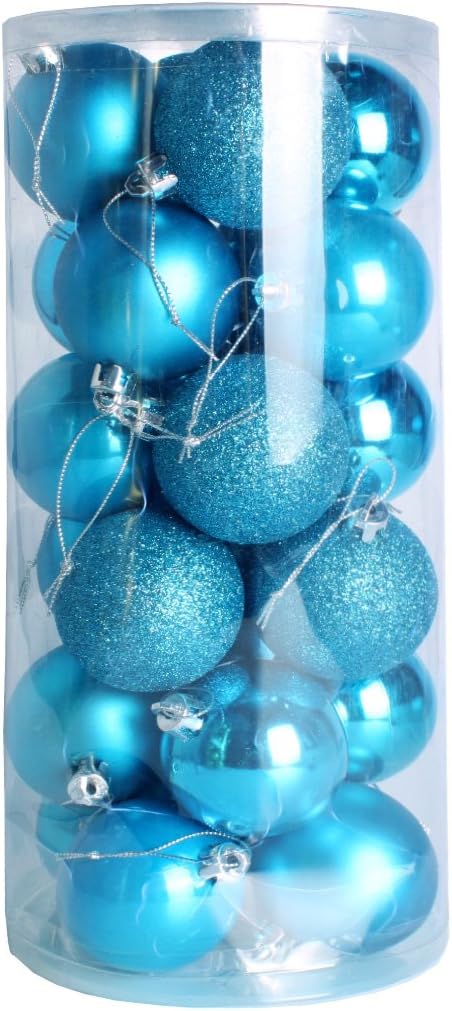 Andux Zone Boules De Noel Déco Noël Kit 24 Piéces Bleu Rouge