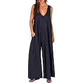 ANRABESS Women's Casual Summer Loose Jumpsuits Sleeveless Tank V Neck Wide Leg Long Pant Rompers Baggy Jumper with Pockets