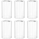 Hedume 6 Pack Clear Glass Shades Replacement, 5.7" Height - 3.5" Diameter - 1.7" Fitter, High Transmittance Clear Cylinder Gl