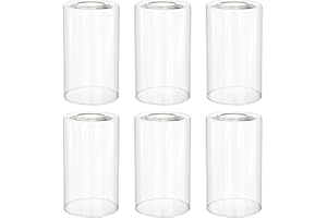 Hedume 6 Pack Clear Glass Shades Replacement, 5.7" Height - 3.5" Diameter - 1.7" Fitter, High Transmittance Clear Cylinder Glass Lamp Shade Replacement for Wall Sconces, Pendant Light, Floor Lamps