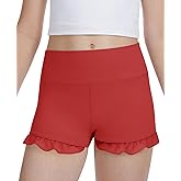 DOCUMO Girls Athletic Shorts - Kids High Waisted Yoga Dance Ruffle Shorts Volleyball Gymnastics Casual Short Teen Summer