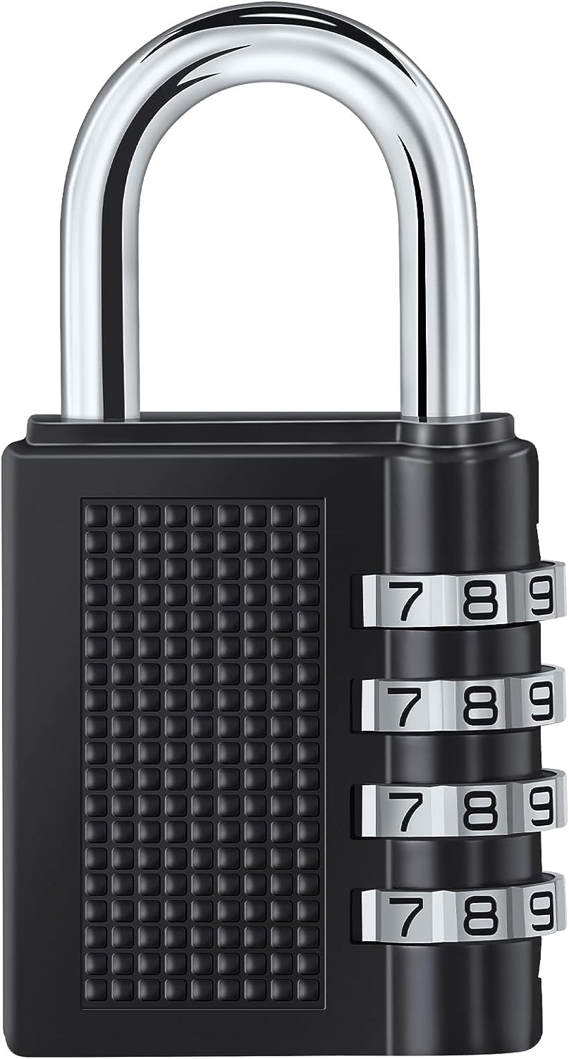 Vinabo Combination Locks Padlock Combination Lock 4 Digit Combination Lock Padlock with Combination Code High Performance Lock for Locker Shed School Gym Raspberry Cabinet (Black)