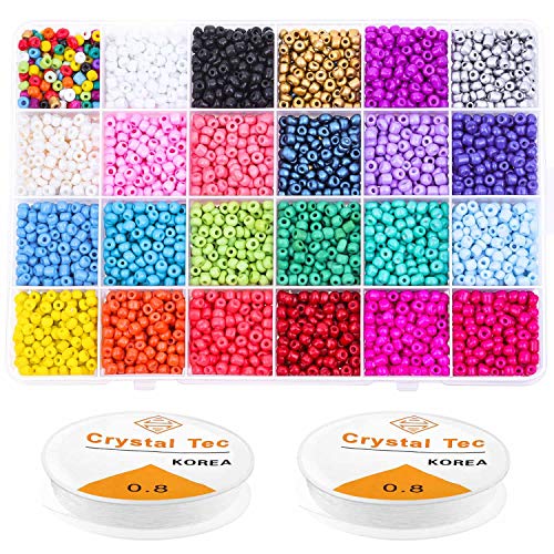Beads for Bracelets, Anezus 7200 Pcs 4mm Pony Seed Beads Bracelet Beads Small Glass Rainbow Beads for Bracelet Jewelry Making - Thumbnail 7